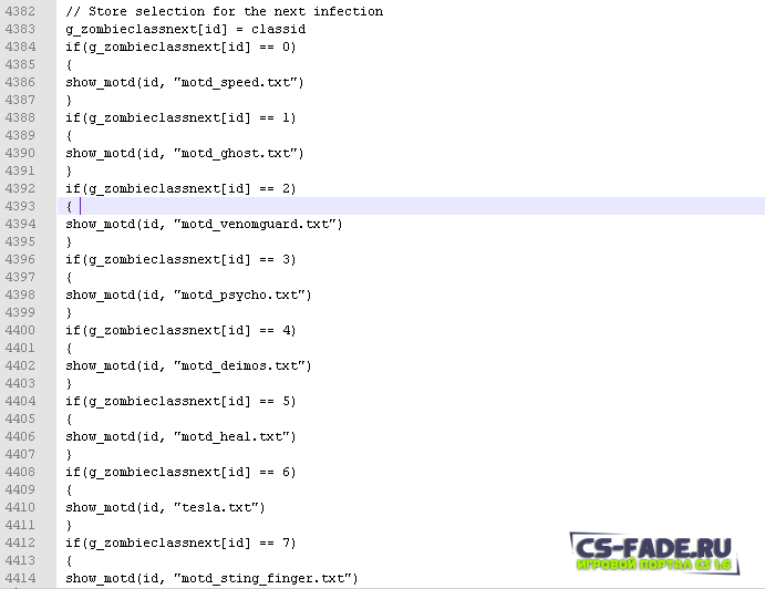 Выводим информацию о "Zombie Class" через окно "MOTD"